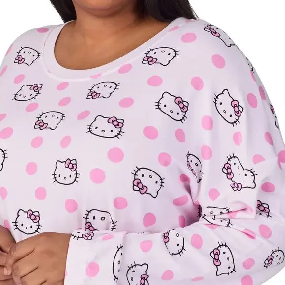 NWT Hello Kitty Women's 2-PC Printed Long Sleeve Soft Jersey Pajama Lounge Set - Picture 5 of 11